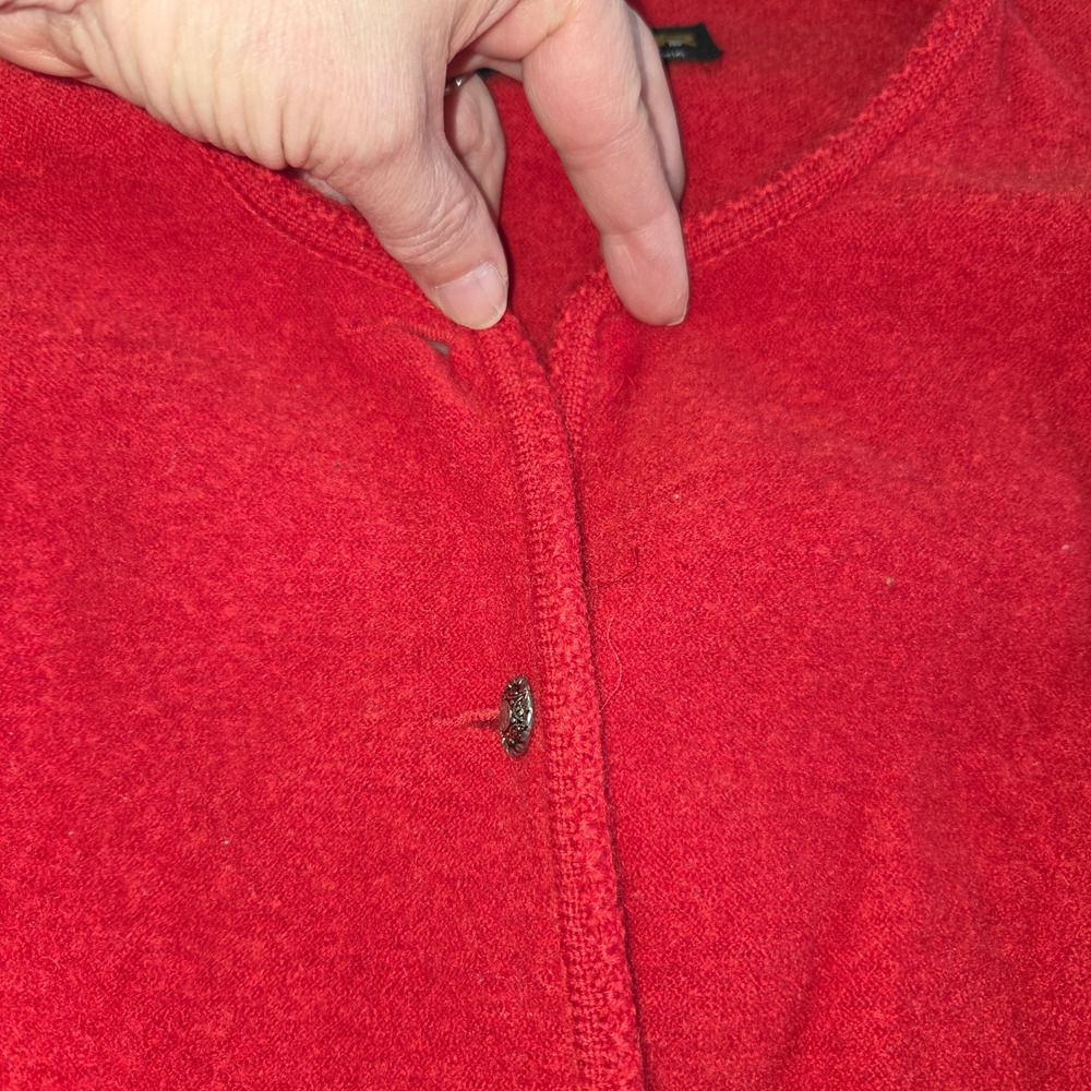 Geiger Boiled Wool Cardigan Women 40 Red Vintage‎ Puff Shoulder Austria READ - Picture 5 of 10